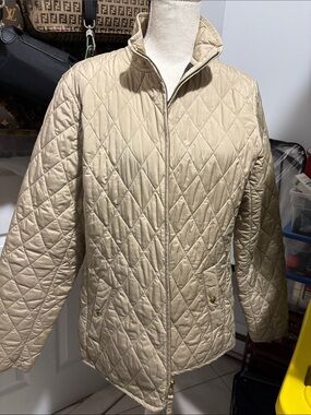 Lands' End Diamond-Quilted Puffer Jacket in Light Taupe